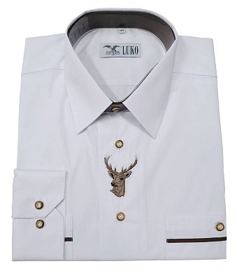 Košile LUKO 182115 bílá s výšivkou jelena DR vel.  45